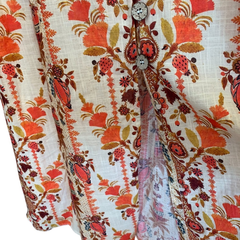AGUA BENDITA GOLDENROD BUTTON MIDI DRESS BY ANTHROPOLOGIE FLORAL COTTON DRESS - Picture 10 of 16